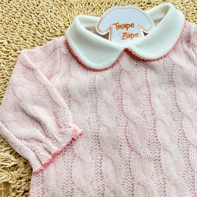 Macacão Tricotil (Tricot 100% Algodão) com Gola e Estampa Digital - Rose com Trança Naútica Macacão Tricotil (Tricot 100% Algodão) com Gola e Estampa Digital - Rose com Trança Naútica